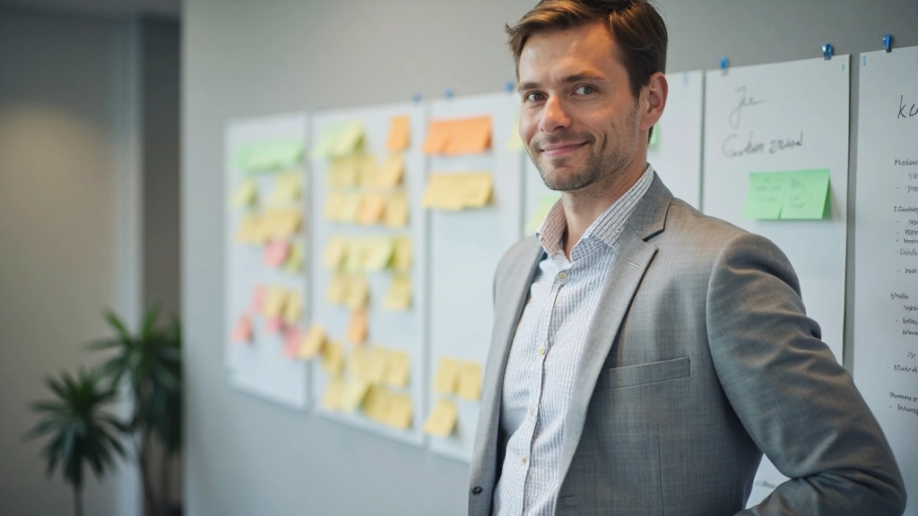 Close-up van kanban bord setup met vier duidelijk gelabelde kolommen