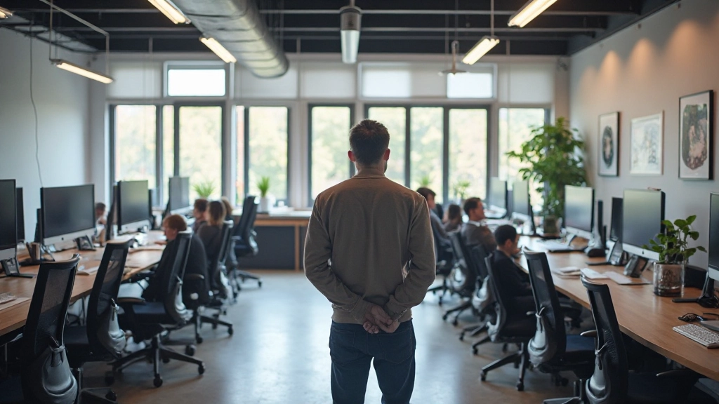 Modern agile workspace met meerdere monitors en collaboratie tools