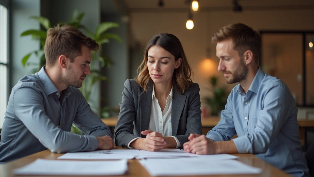 Team zit rond tafel in retrospective meeting met laptops en notitieblokken